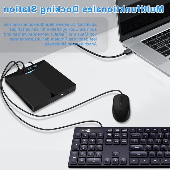 Externe CD/DVD-speler USB 3.0, draagbaar, recorder, RW/ROM-drive, snelle overdracht, geïntegreerde USB-kabel geschikt voor Windows 7/8/10/11/Vista/Linux — afbeelding 3