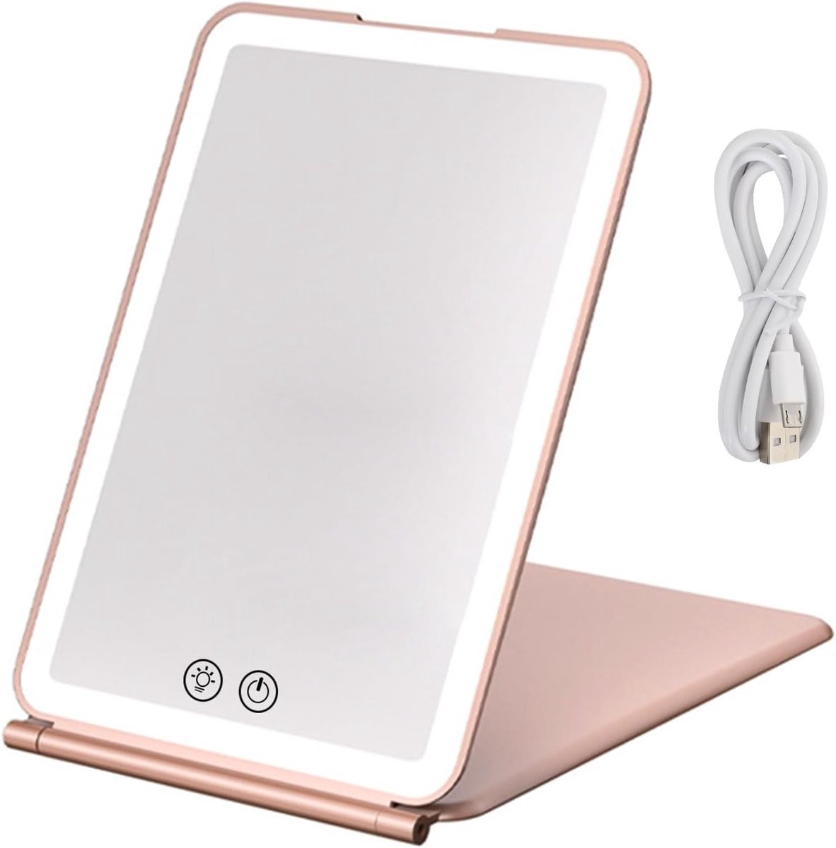 Draagbare Make-up Spiegel met 72 LED Lichten, Oplaadbaar en Dimbaar in 3 Kleuren voor Perfecte Make-up Verlichting