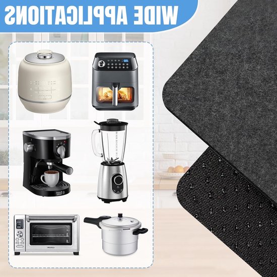 Set van 2 Warmtebestendige Keukenmatten, 44 x 30 cm Isolatiematten voor Airfryer, Magnetron en Koffiemaker, Antislip en Vrij Te Snijden Isolatie Mat voor Veilig Koken en Bakken — afbeelding 4