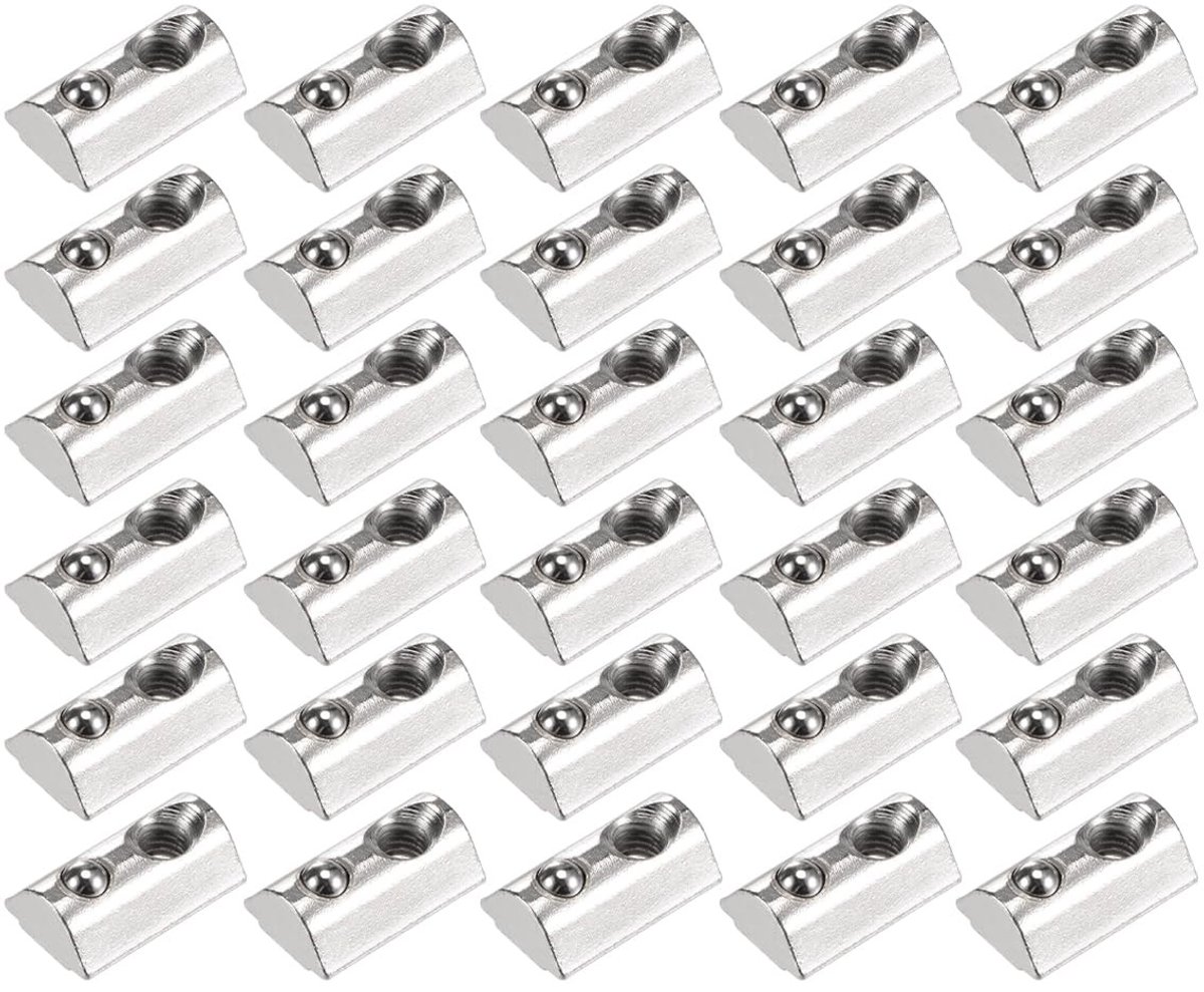 30 Stuks M6 T-Sleuf Moeren met Veer en Bal voor 4040 Aluminium Profiel Rail
