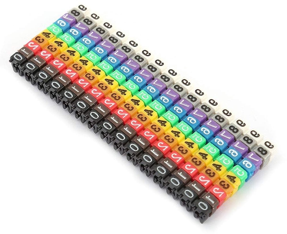 Kleurige digitale nummerlabels in buisvorm voor kabelmarkering - 150 stuks 1.5 mm² voor elektriciens en fabrieken