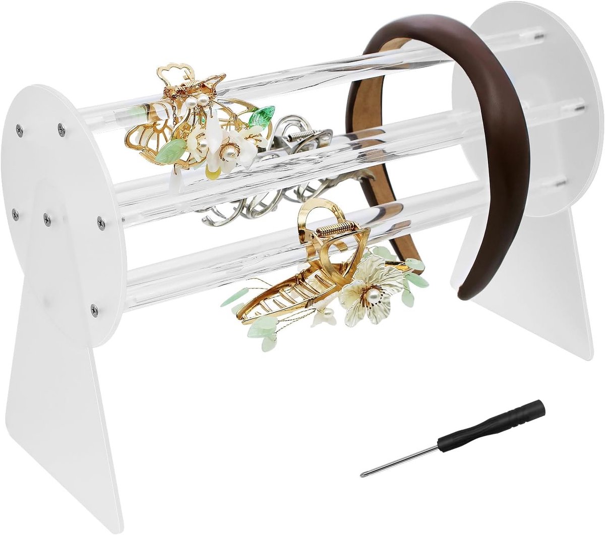 Organiseer je Haaraccessoires met een 360° Rotating Claw Clip Stand - Transparante Acryl Houder voor Haarspelden en Haarbanden