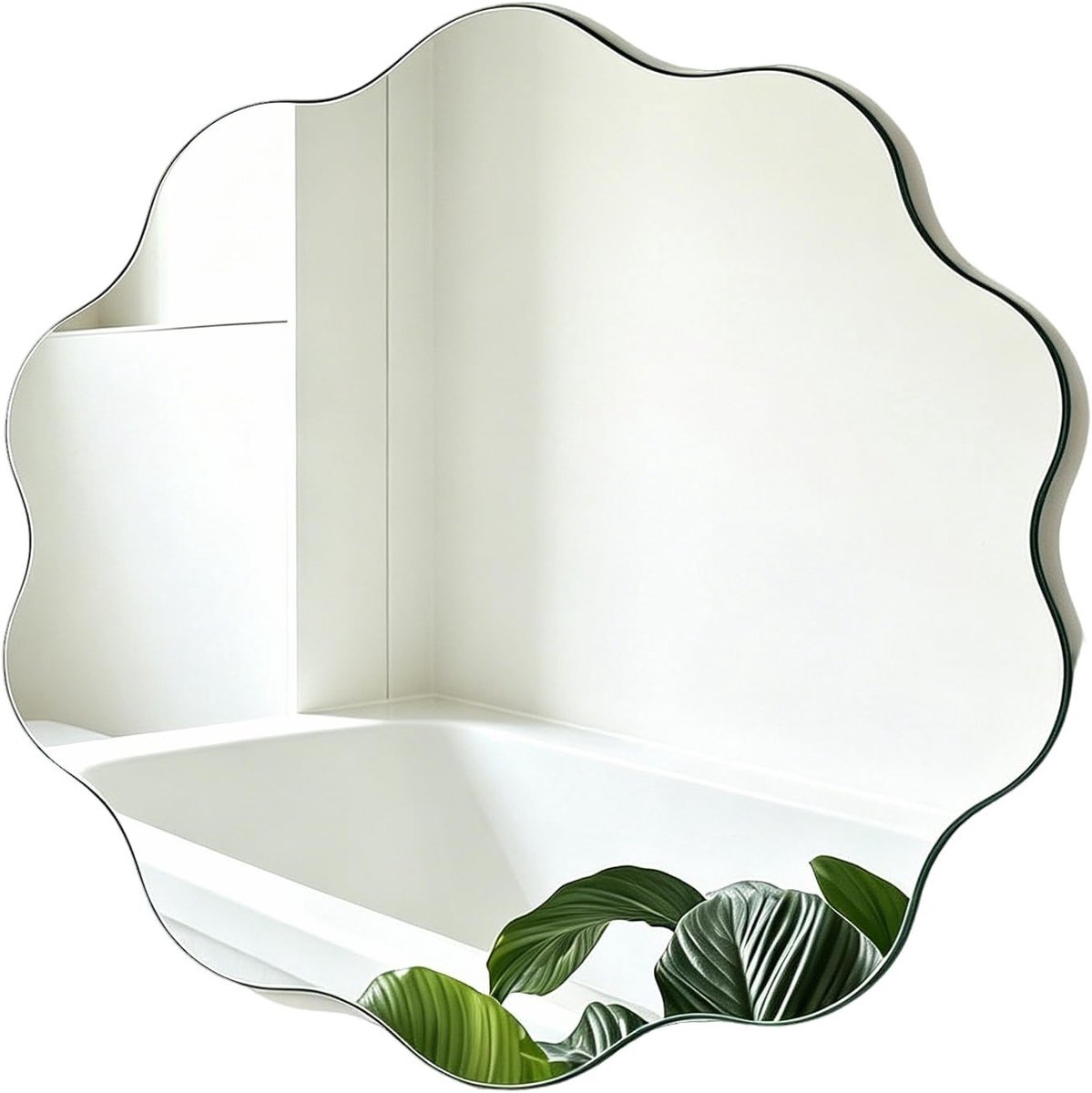 SnelShoppen - Wand spiegel met golvende rand 30 cm - Decoratieve ronde spiegel voor badkamer, woonkamer, slaapkamer - Hoogwaardige 2mm glas - Interieu