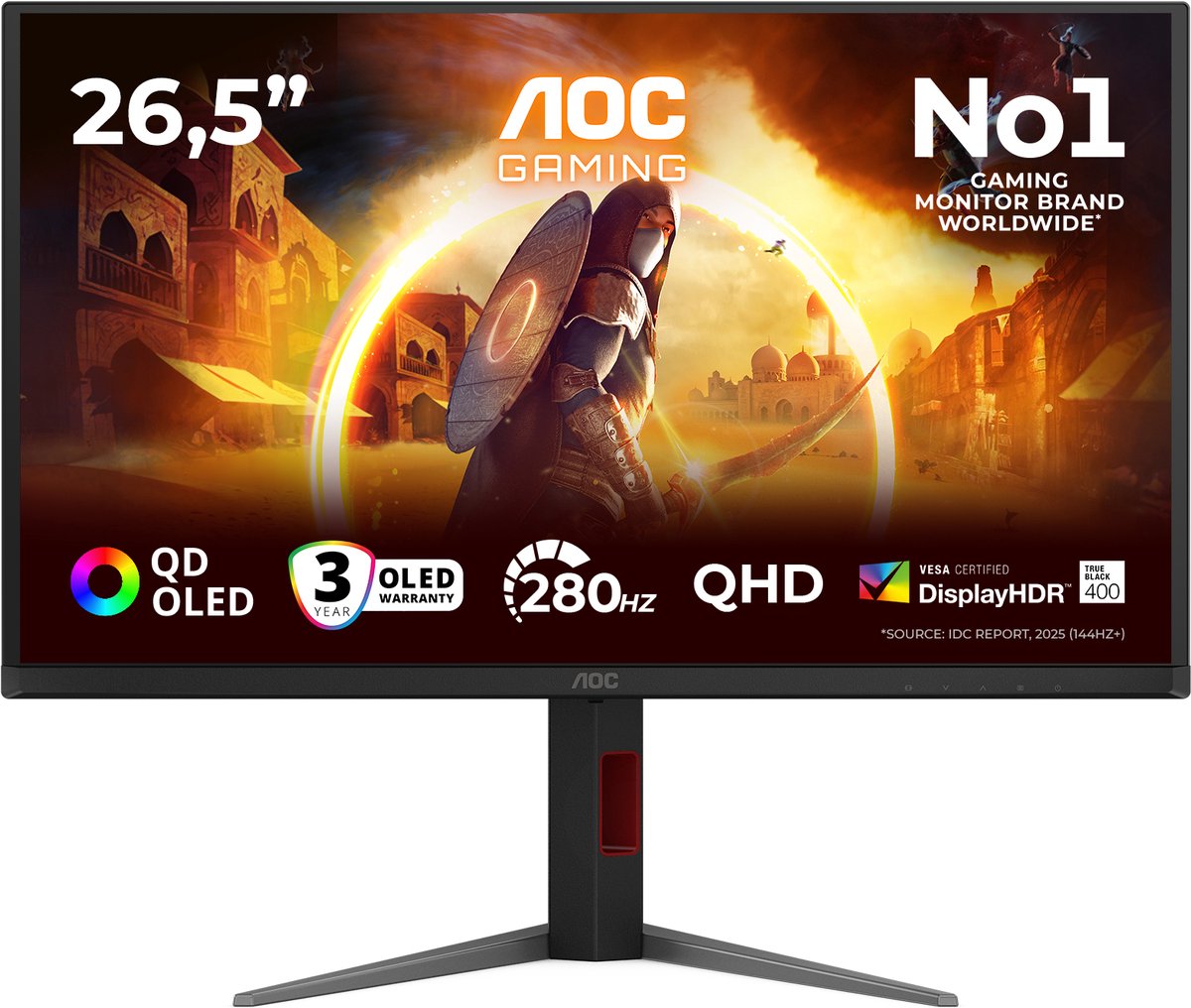 AOC G4 Q27G4ZD - QHD OLED Monitor - HDMI 2.1 - USB-Hub - Verstelbaar - 280hz - 27 inch