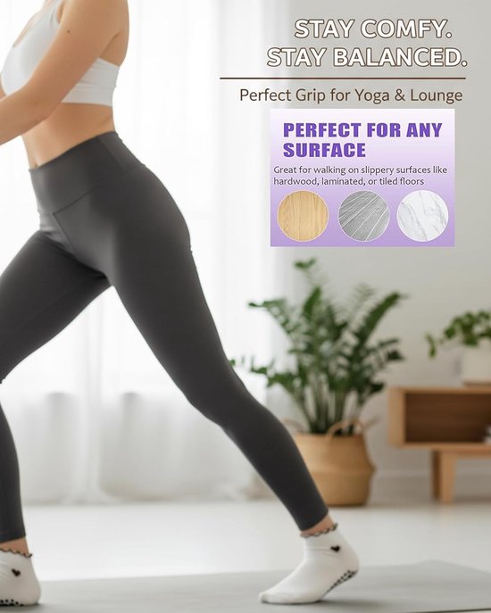 Ruffle Hart Yoga Sokken - Ruffle Hart Pilates Sokken - Antislip Gripzolen - Schattig Geborduurd Hart - Geborsteld Katoen - 3 Paren Dames Maat S-M-L - Voor Yoga Pilates Dans Fitness — afbeelding 5