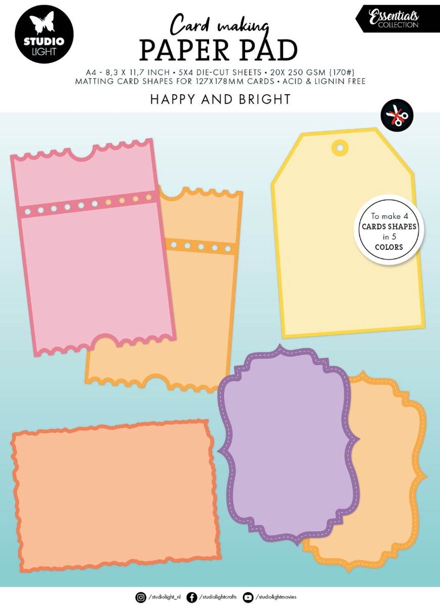 Card making pad Happy and bright 127x178mm - Essentials nr. 29