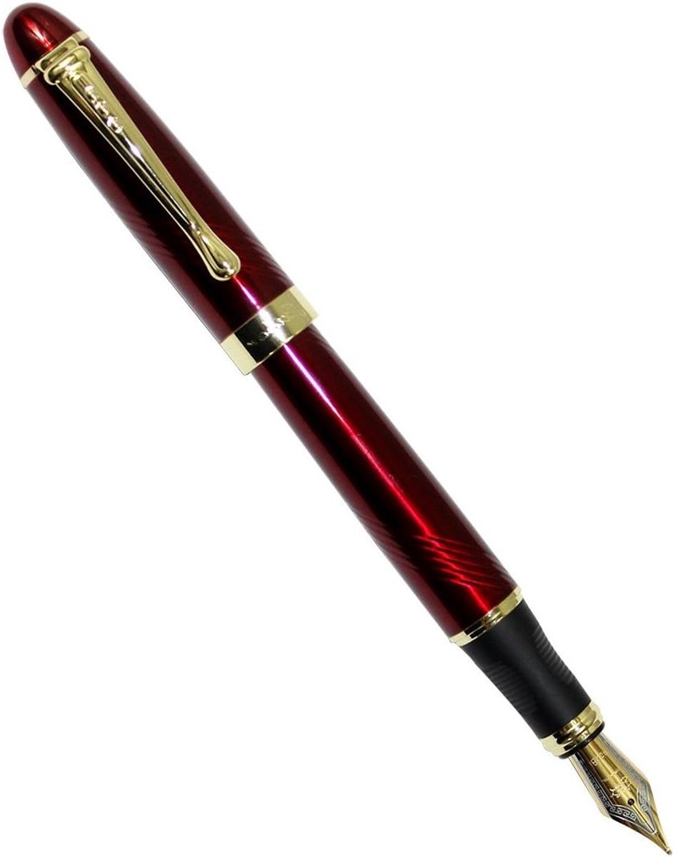 Diepe Blauwe en Gouden Vulpen met Donkerrode Accenten - Luxe Schrijfervaring, Perfect voor Cadeaus en Verzamelingen
