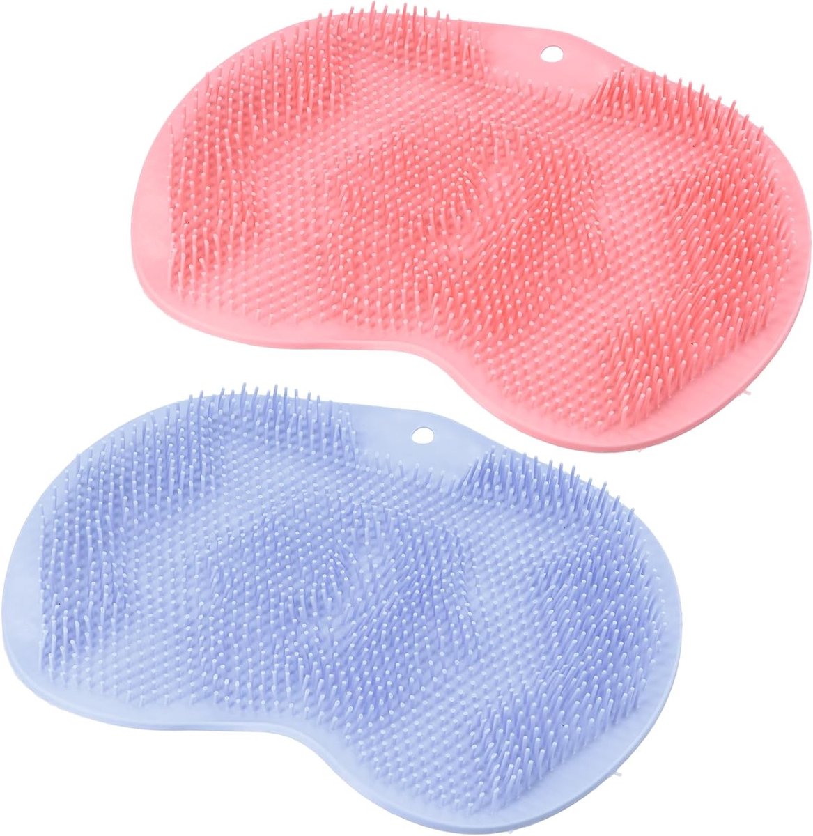 Voetborstel set van 2, antislip siliconen voetwasmat voor schrobben, peeling en massage van vermoeide voeten