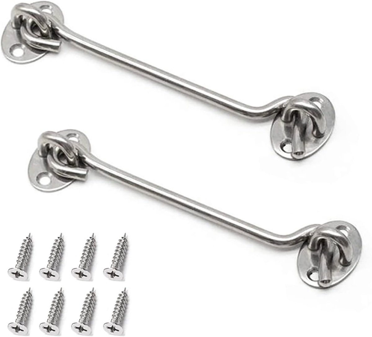 2-Pack RVS Cabin Hook Eye Deurslot 6 Inch met Montage Schroeven voor Schuurdeuren en Kastdeuren