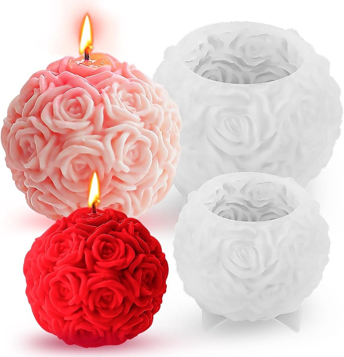 Rozenbloem Kaarsvorm Silicone Mould, 3D DIY Gietvormen voor Geurkaarsen en Zeep, Perfect v