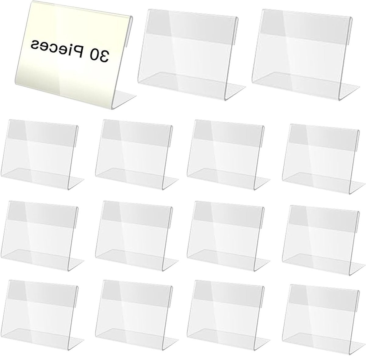 30 Stuks Transparante Acryl Labelhouders voor Buffet, Prijskaartjes en Naamplaten - Ideaal voor Kantoor, Winkel en Supermarkt (10x7cm)