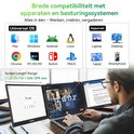 Compatibiliteitsoverzicht van draagbare monitoren met verschillende besturingssystemen en apparaten, met de tekst '13" to 17.3"'.