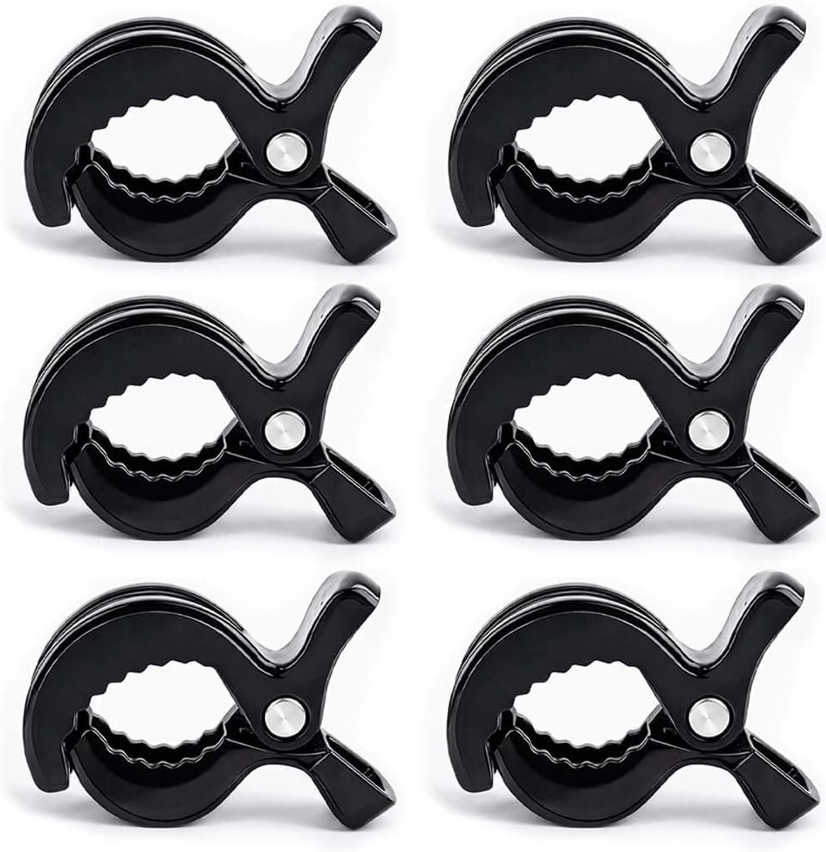 Universele clips voor kinderwagens en rolstoelen - 6 zwarte standaard clips voor extra veiligheid en gemak