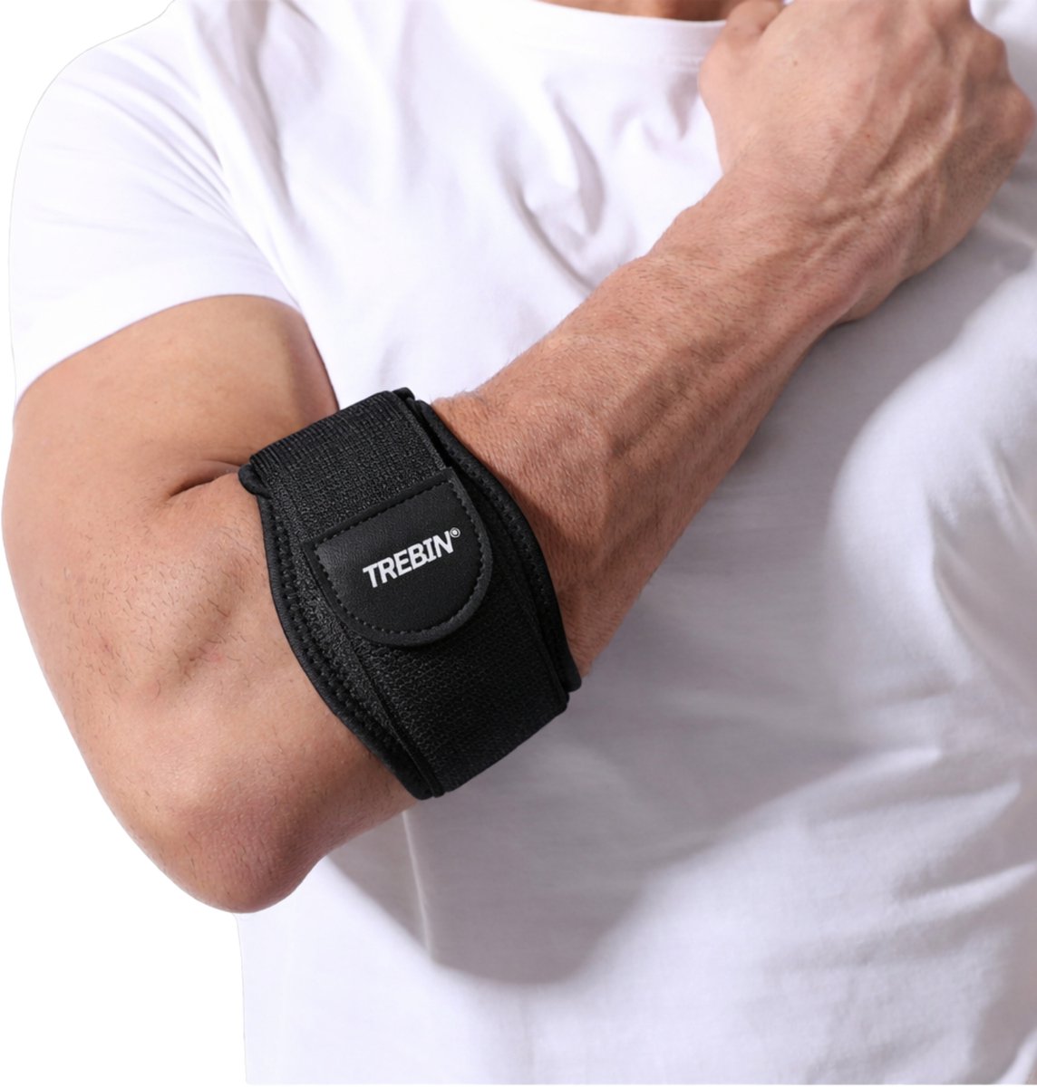 Trebin Elleboogbrace met Gelvulling - One Size - Verstelbaar - Ergonomisch Ontwerp - Zwart