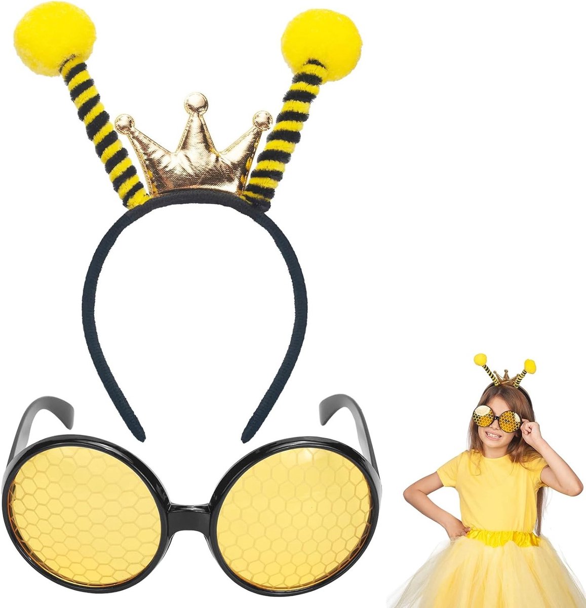 Antenne Hoofdband en Bril Set voor Insecten Kostuum - Bijen en Vlinder Accessoires voor Halloween en Feestjes