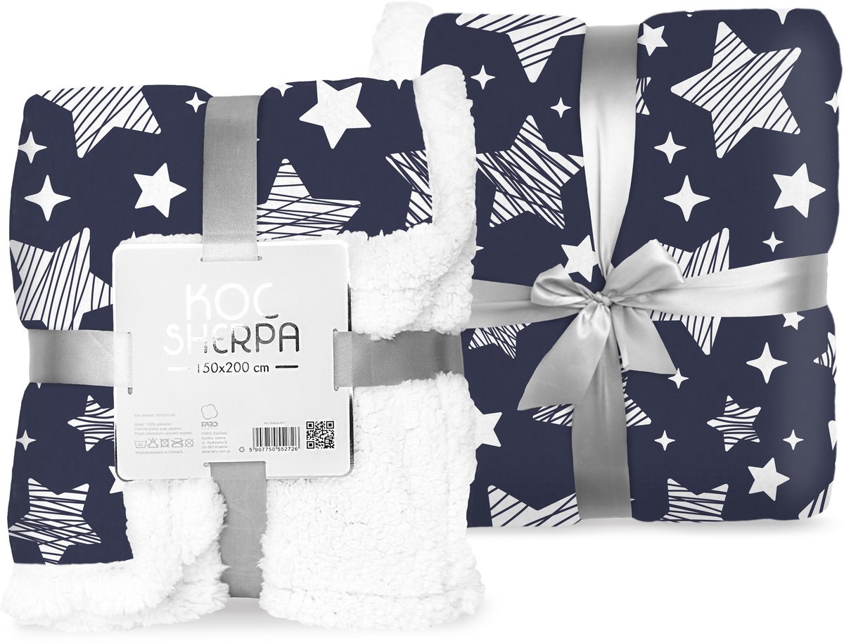 Faro Sherpa Fleece Deken, Star - 150 x 200 cm - Polyester