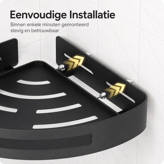 BOTC Support de douche Support de douche à 2 couches avec 4 Crochet - Support de douche suspendu - Support de salle de bain - Zwart