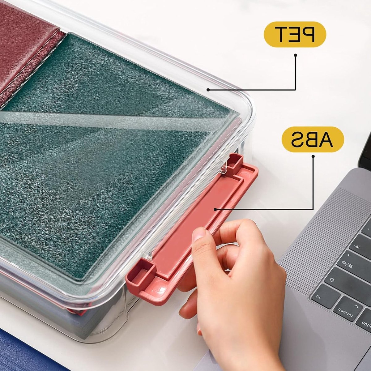 Transparante opbergdoos met vergrendelbare deksels, stapelbare projectdoos, organizer voor kantoor en school, plastic archiveringssysteem, opslag voor documenten en tijdschriften
