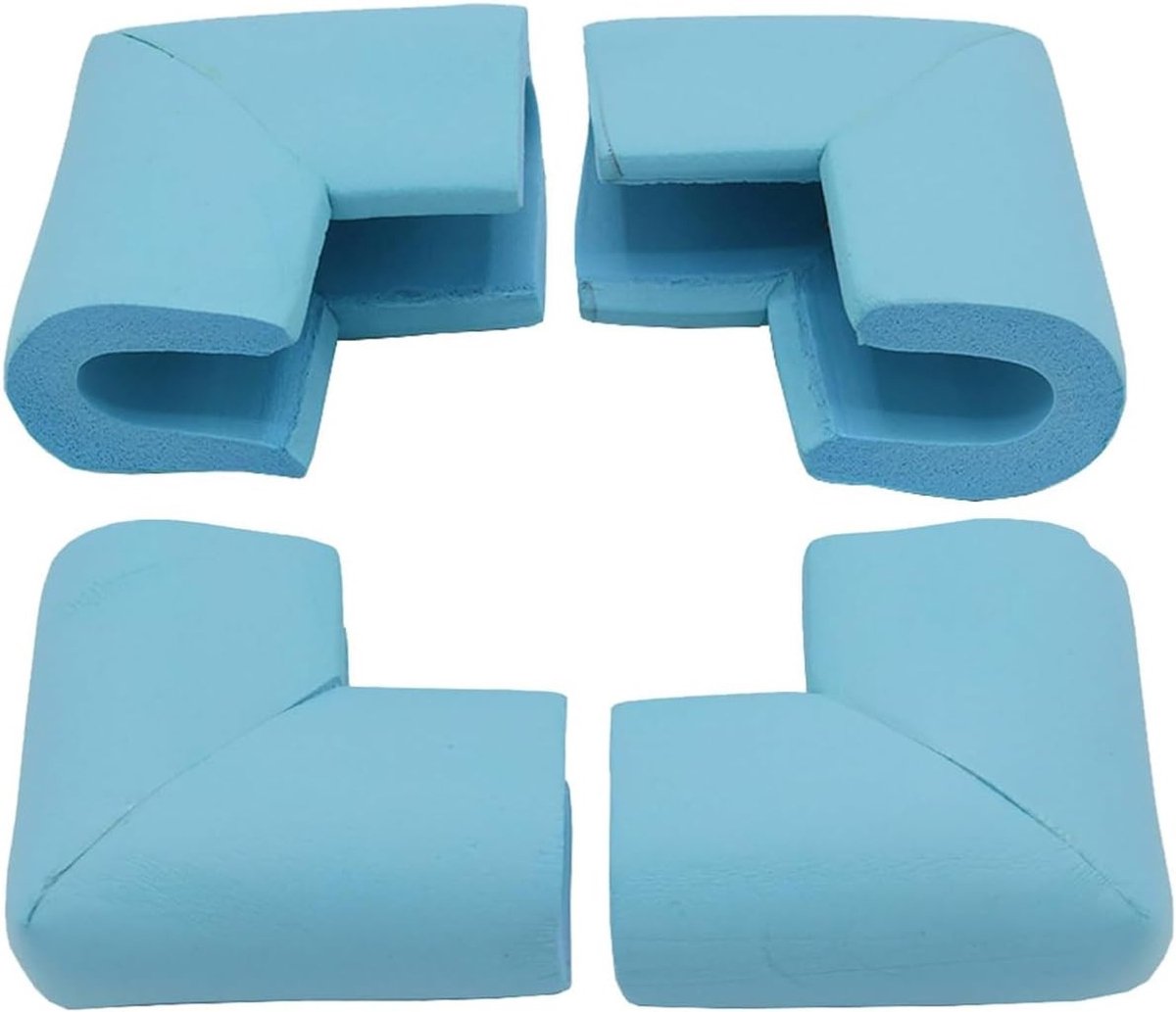4 Stuks Schuim Hoekbeschermers met Zelfklevende Tape voor Meubels en Tafelranden, Veiligheidsbumper voor Baby's, U-Vormige Blauw Schuim Hoekbescherming