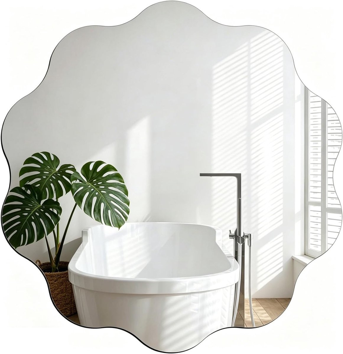 Ronde Badkamer Spiegel met Golfrand van 40 cm - Decoratief, Modern en Stijlvol Ontwerp