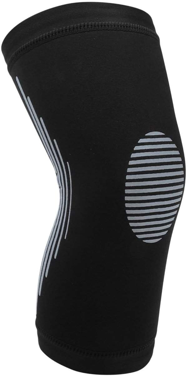 Ademende kniebeschermer met antislip voor hardlopen en voetbal, uniseks maat M, zwart en grijs, optimale bescherming en comfort