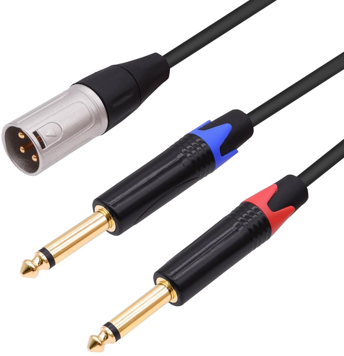 Dual 6.35mm TS naar XLR Audio Y-kabel voor Microfoon, Gitaar en Mixer - 2 meter lengte