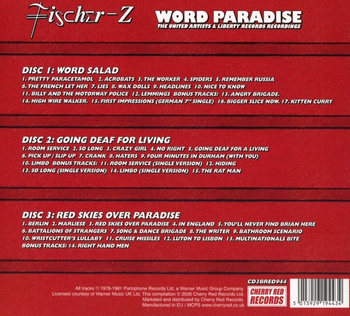 Word Paradise, Fischer-Z | Muziek | bol