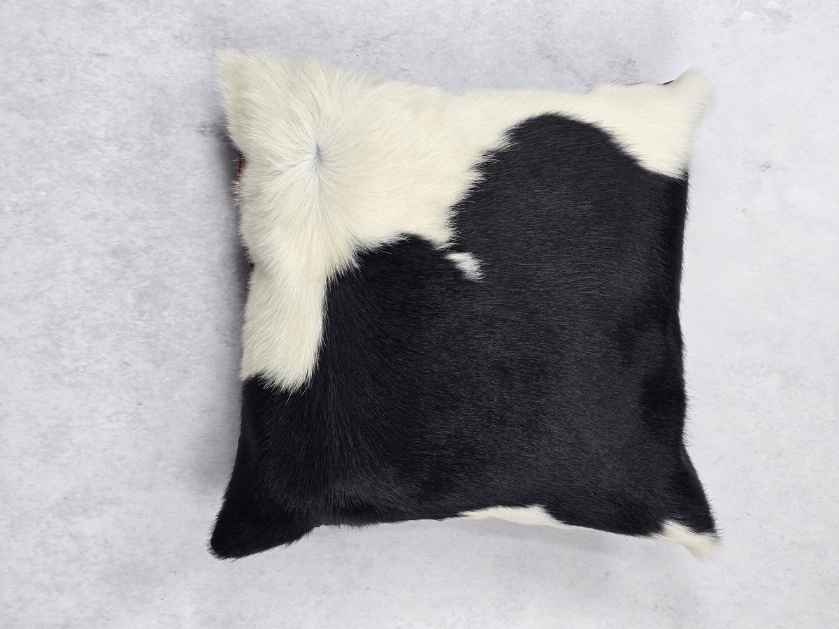 Kussen – Koeienhuid – Leer – Exclusieve collectie – Woondecoratie – Zwart, Wit – 100% echt natuurlijke Koeienhuid – 45x45 cm