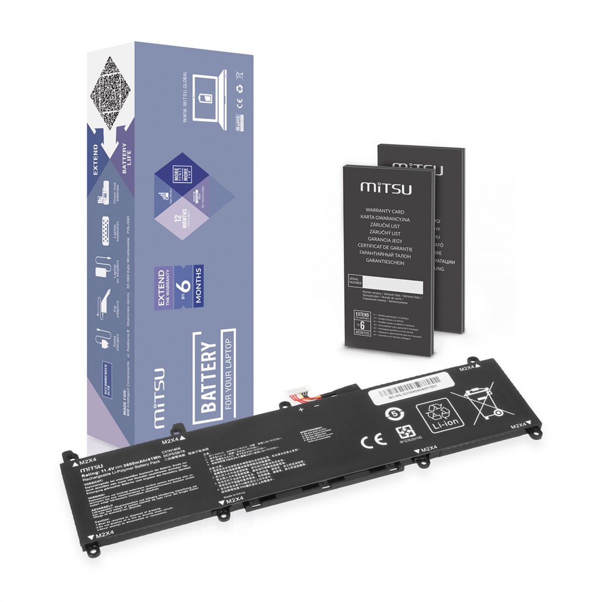 Mitsu - VivoBook Batterij - C31N1806 - Lithium-Ion - Compatibel