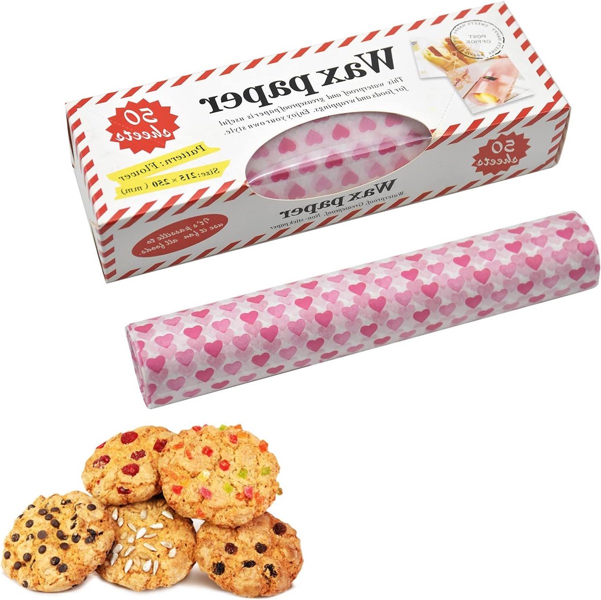 Herbruikbaar voedselwikkelpapier, 50 vellen van 25x21 cm, ideaal voor brood, snacks en burgers, milieuvriendelijk en wasbaar