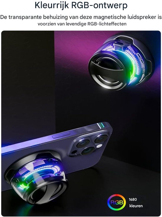 carmdering - Magnetische Bluetooth Luidspreker -draadloze Bluetooth Mini Speaker - Draagbare Speaker - Mini Audio Systeem - Bluetooth 5.3 Connectiviteit - Sterke Magnetische Houder - Duurzaam ABS Materiaal - Ideaal Voor Outdoor Reizen - 1 Stuk van Merkloos — afbeelding 5