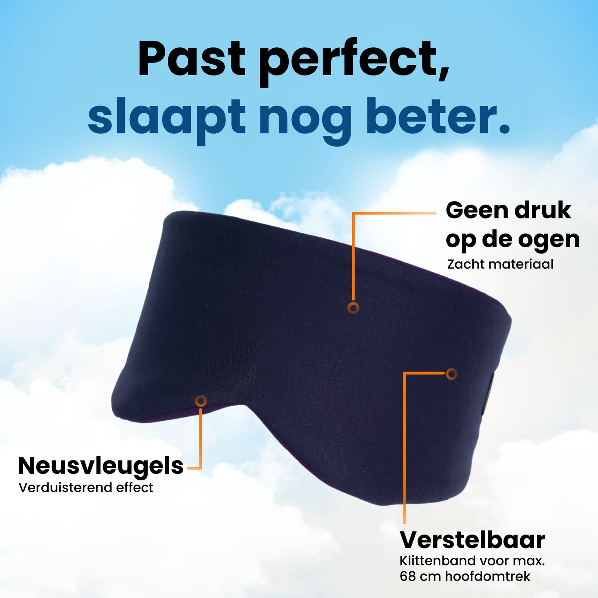 PurelyGoods® Slaapmasker - Oogmasker - Verduisterend - Mannen en Vrouwen - Katoen - Donkerblauw — afbeelding 2