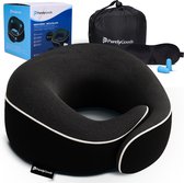 PurelyGoods® Coussin de Nuque – Ensemble Coussin de Voyage Luxe – Mousse à Mémoire de Forme – Avion & Voiture – Noir – Incl. Masque de Sommeil et Bouchons d’Oreilles