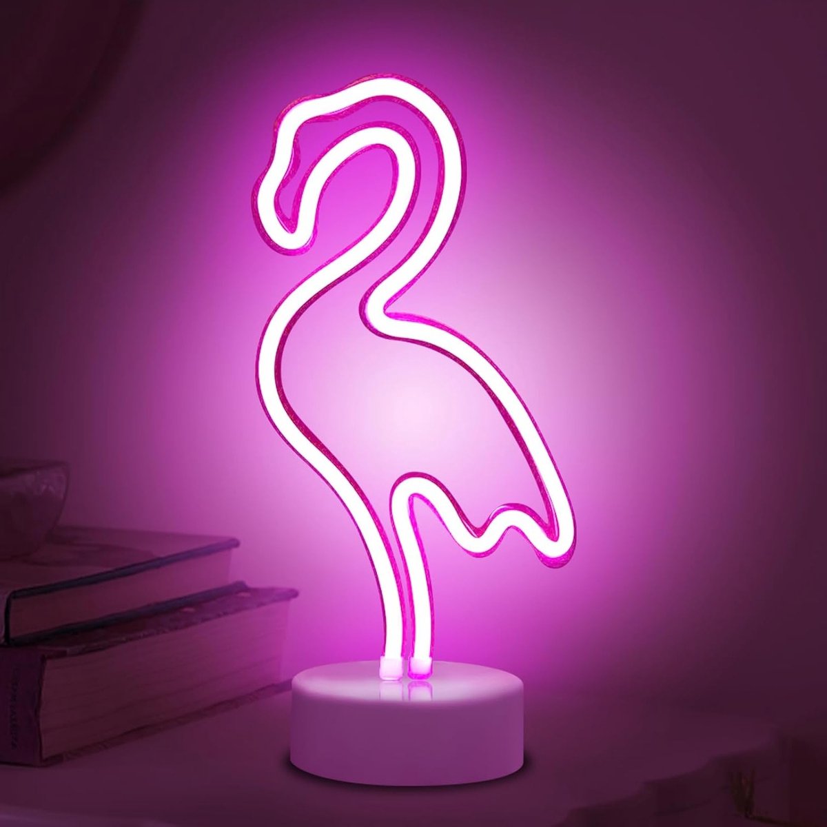 LED Neon Licht voor Kamers - Batterij en USB Aangedreven Decoratieve Verlichting voor Slaapkamer, Feest en Bar (Roze Flamingo)