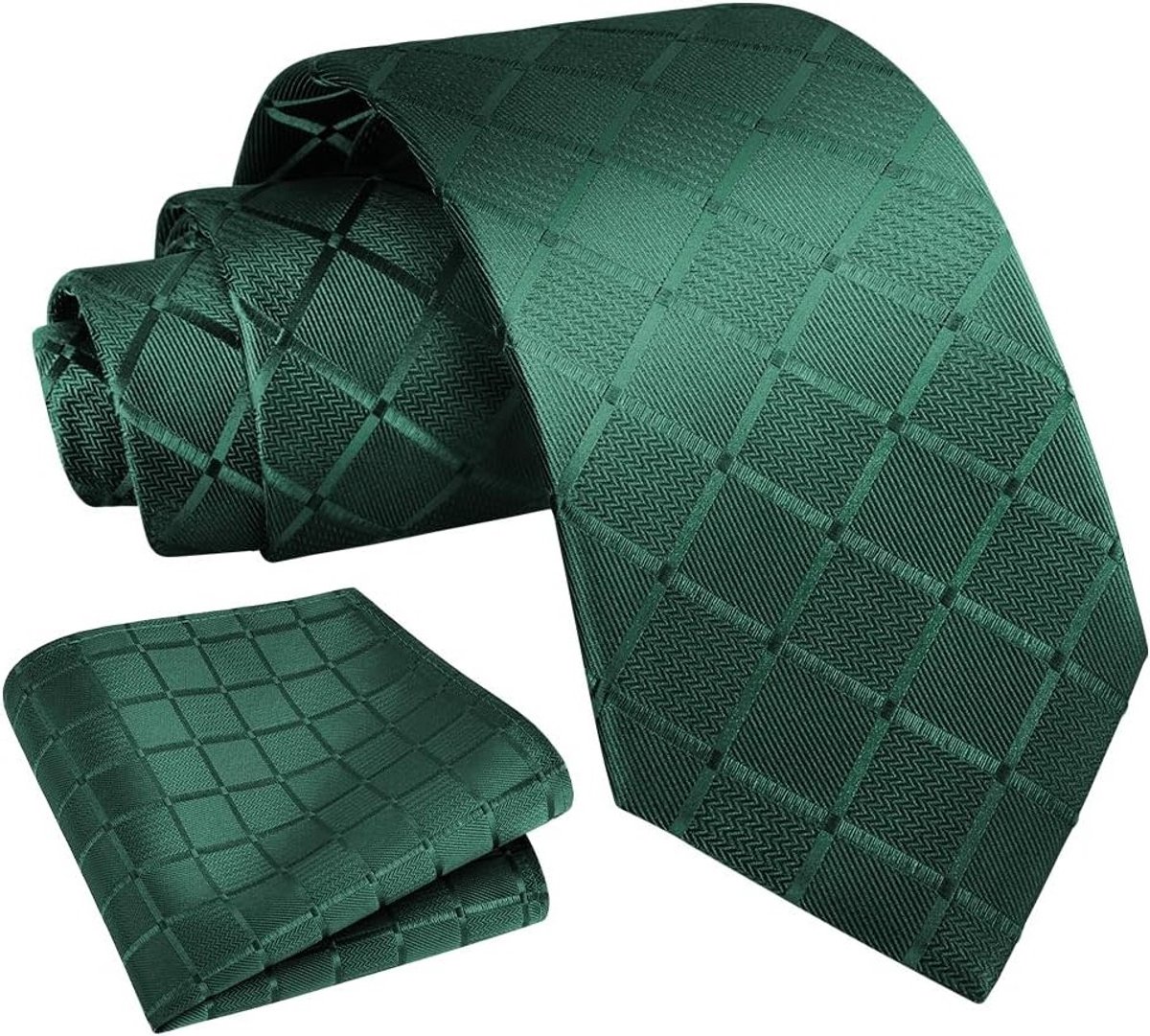 Stijlvolle 8cm Krawat met Effen Kleur en Klassiek Ruitpatroon, Inclusief Zakdoek voor Heren, Perfect voor Bruiloften, Zaken en Kantoorgebruik