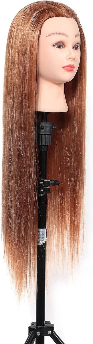 Professionele Haardresser Hoofd met Synthetisch Haar in Diverse Kleuren - Inclusief Tafelstandaard voor Training en Demonstratie