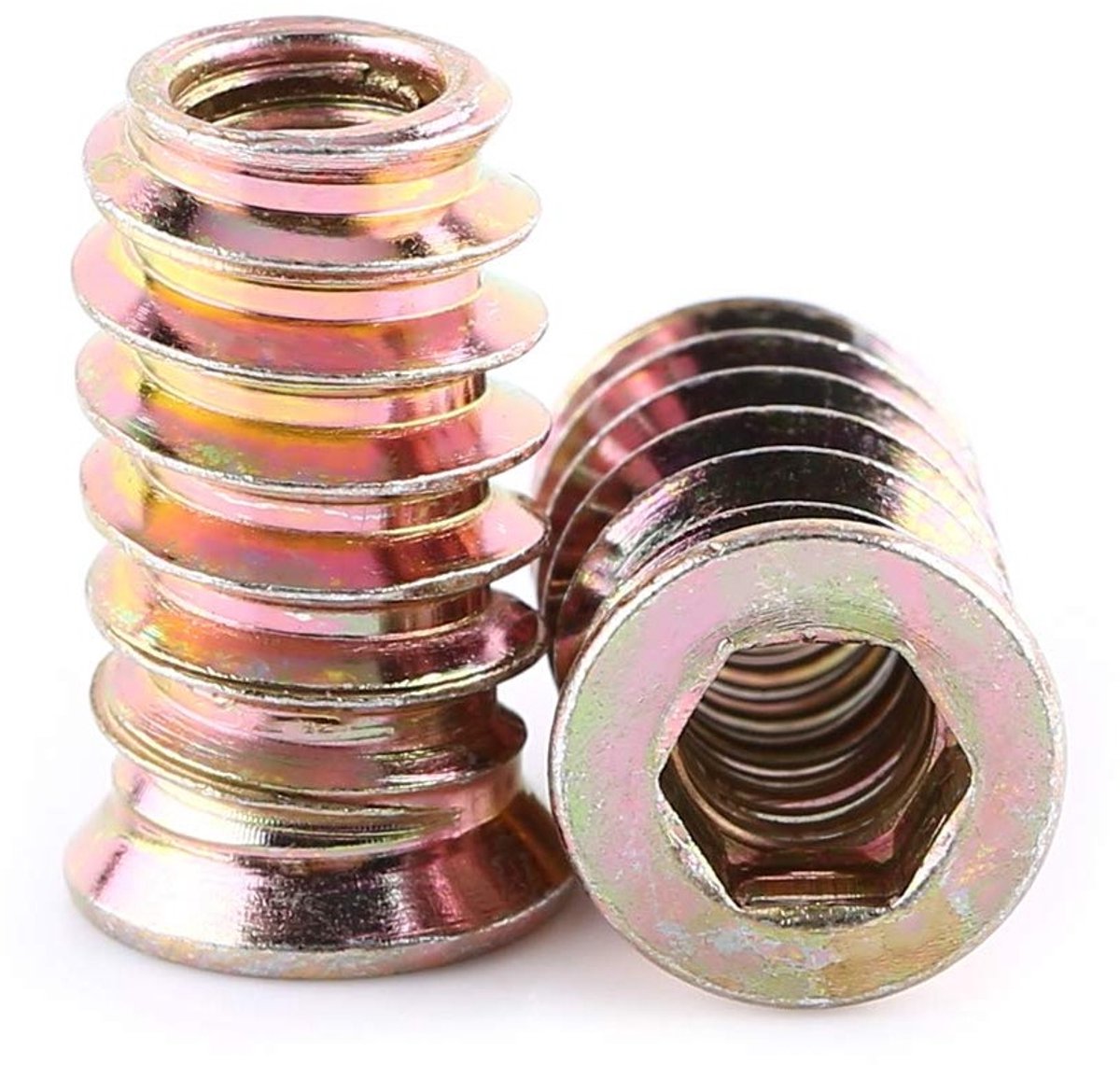 Draadmoer M6, schroefinvoegstuk voor hexagon socket schroeven, gegalvaniseerd staal, 20 mm lengte, bevestigingsoplossingen voor metaal en hout