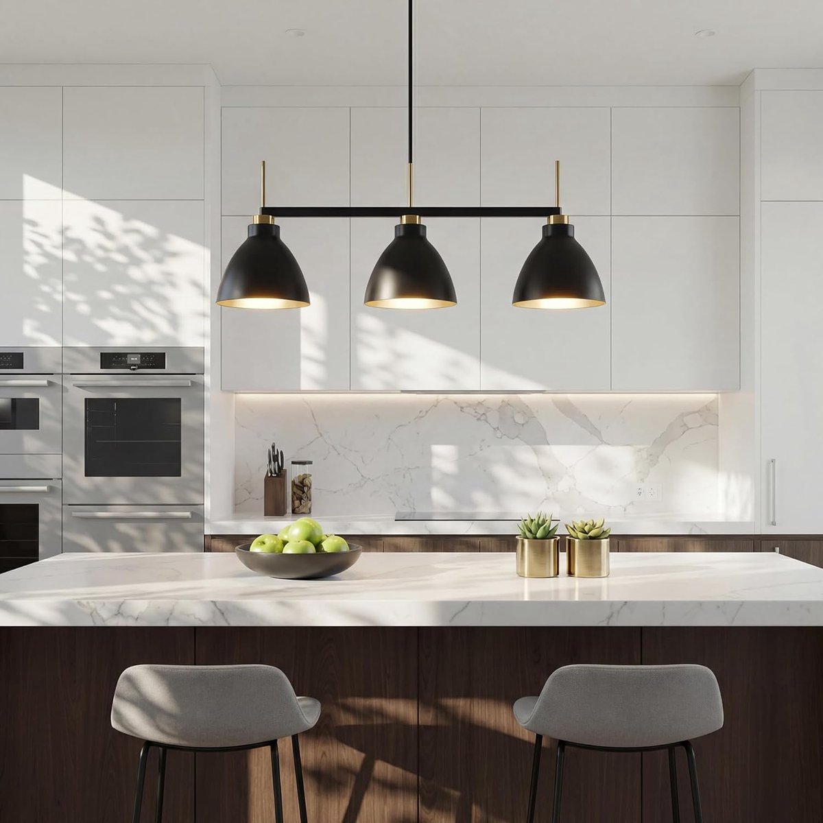 Tribesigns Hanglamp Industrieel voor Eetkamer, Slaapkamer, Woonkamer - 3-lichts excl. lichtbron - Pendellamp E27 fitting Koper Industriële Eettafel Lamp Plafond - Zwart