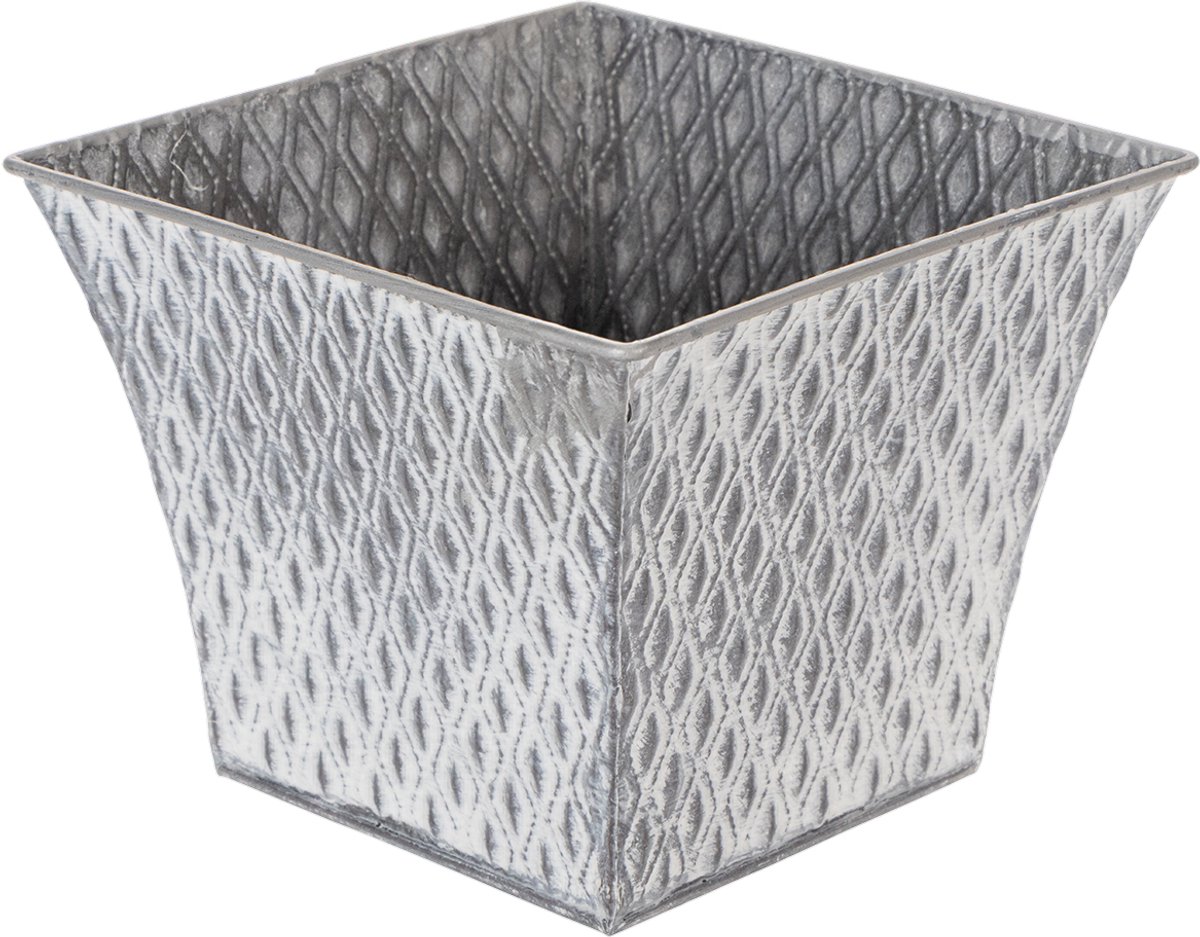 Zinkpot met ruitpatroon H15cm