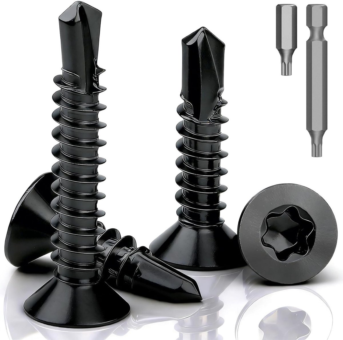 120 Stuks Zelftappende Schroeven met Verzonken Kop M4.2 x 16 mm - RVS 410, DIN 7504, Zwart, Voor Hout en Metaal