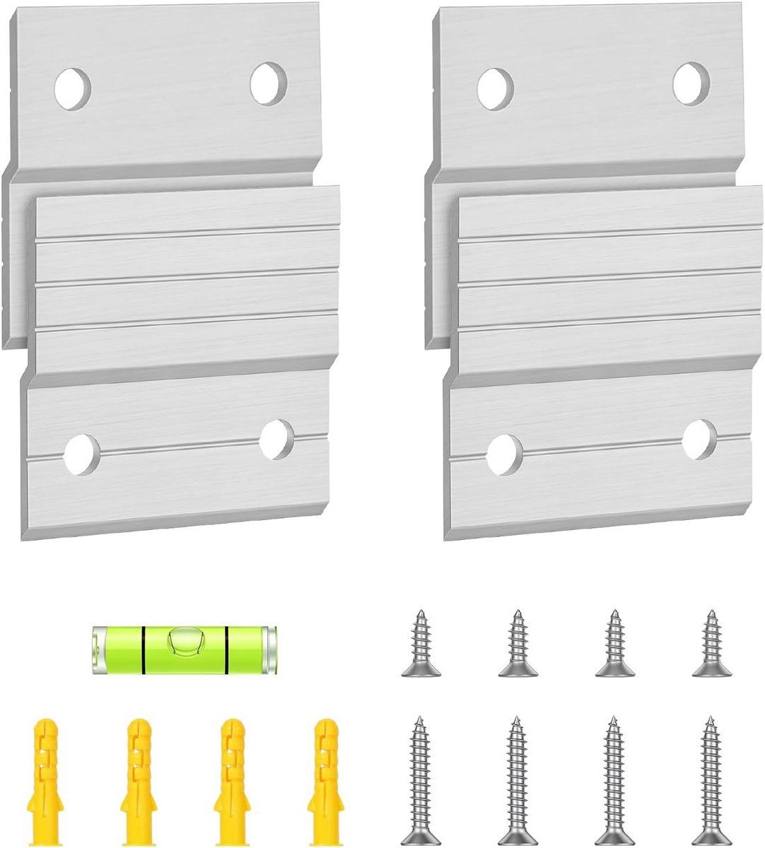 2 paar Franse schoenplaatjeshangers, 2 inch aluminium Z-hangers voor wandmontage, ideaal voor whiteboards, planken en kunstwerken