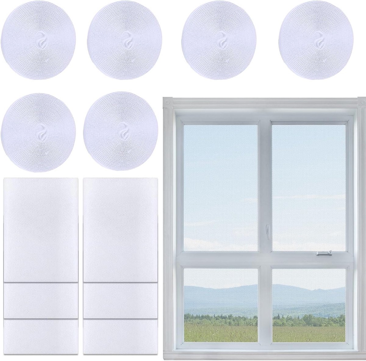 Vliegengaas voor ramen - 6 stuks muggennet, ideaal voor insectenbescherming en ventilatie, 150x130 cm