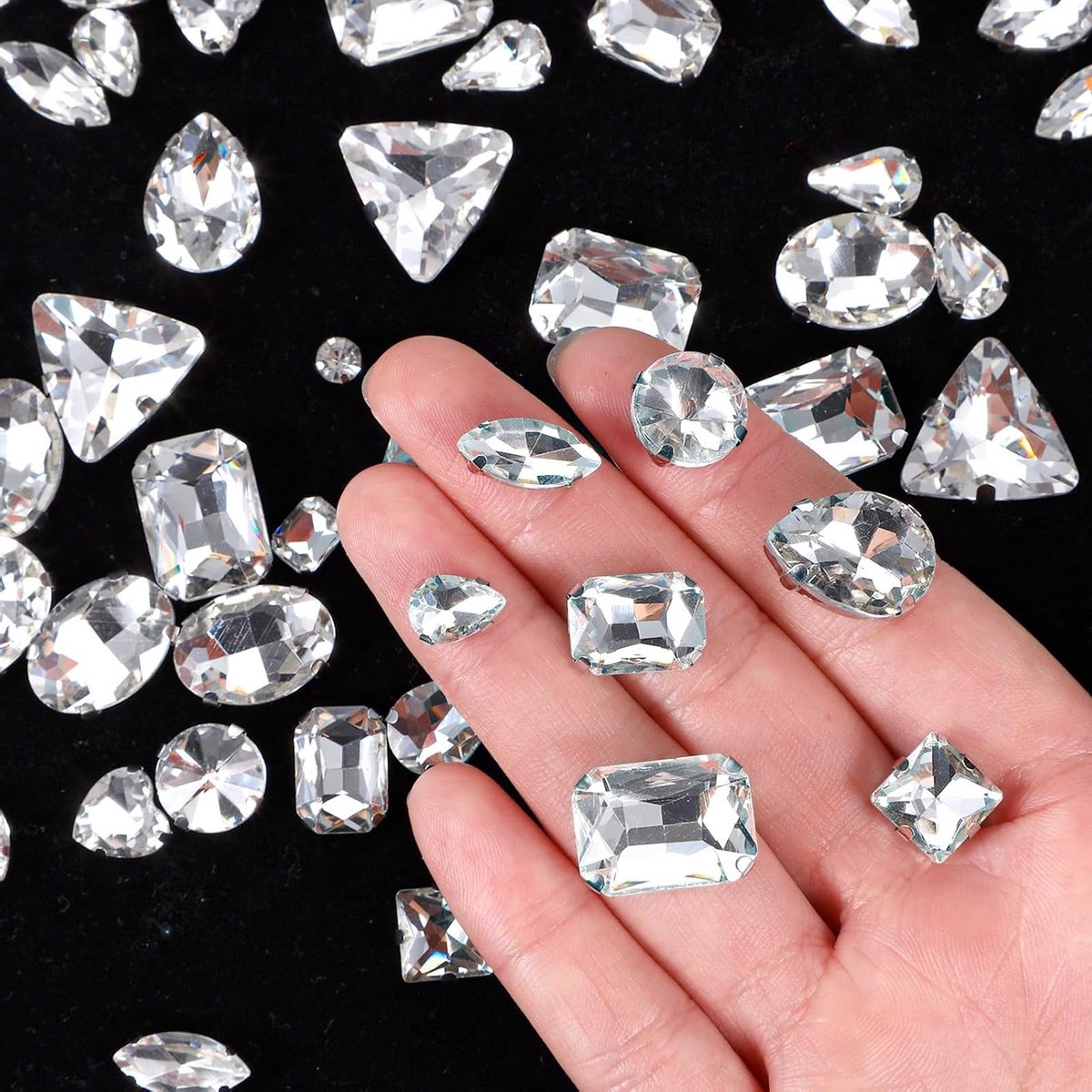 120 Stuks Glanzende Naai-Rhinestones in Diverse Vormen - Plakbare Glasstenen voor Kleding, Schoenen en Sieraden Maakprojecten