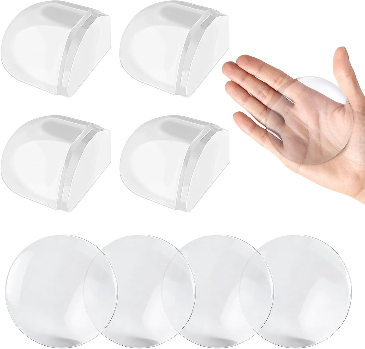 Set van 8 Transparante Deurstoppers, Zelfklevend, Bescherming voor Muren en Meubels, Schokabsorberende Deurbuffers voor Harde Vloeren, Geen Boren Nodig