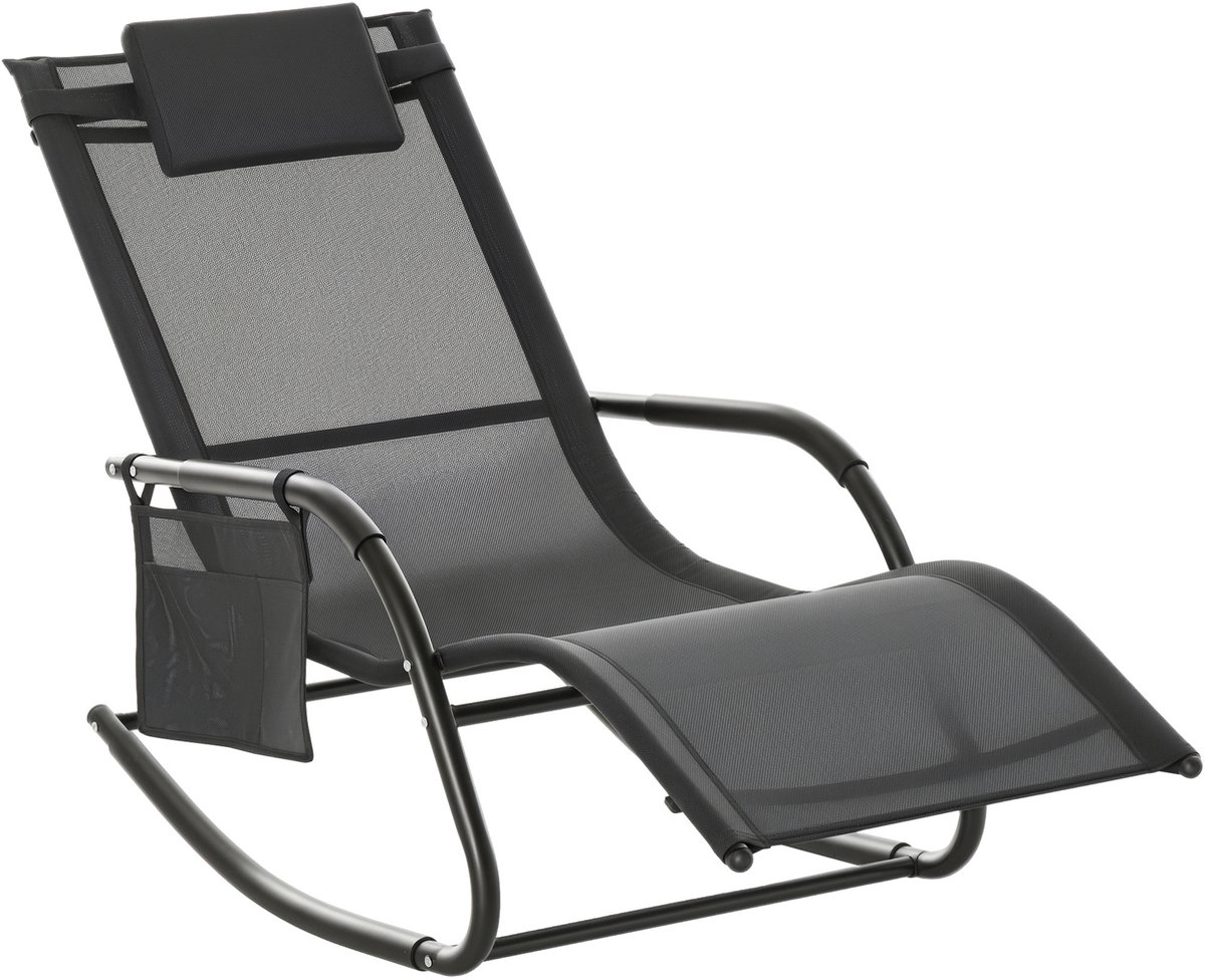 Outsunny Schommelstoel swingstoel tuinstoel schommelende ligstoel metaal mesh lichtgrijs 84A-160