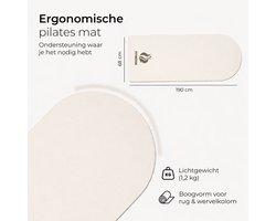 Fitnessa Luxe Pilates mat- Fitness Mat met Boogvorm – Beige- Ergonomische Pilates mat - Core & Fitness Trainingsmat – Premium Sportmat- Zacht- Antislip & Comfortabel