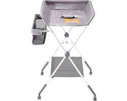 Opvouwbare Verschoontafel met Zijmandje en Lichtgrijze Be...