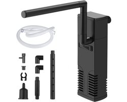 4-in-1 Aquariumfilter Intern - 300 L/u Regelbaar - 4W Waterpomp met Beluchter & Regendouche - Voor Aquariums tot 60 Liter