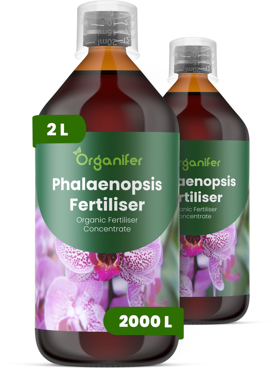 Vloeibare Meststof Voor Phalaenopsis 2X1 L Voor 2000 L - Npk 3-4-3 - Ondersteunt Langdurige Bloeicycli En Herhaalde Bloei - Versterkt Bloemstelen En Verbetert Het Behoud Van Knoppen - Verbetert De Algehele Plantvitaliteit - Organifer