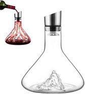 KZQ Carafe à décanter vin - Pichet à vin - Carafe à vin - Ensemble carafe à vin Filtre aérateur - Carafe à vin rouge 1.5L - Accessoires vin - Sans plomb Soufflé à la main - Design Iceberg Aérateur cristallin - Transparent